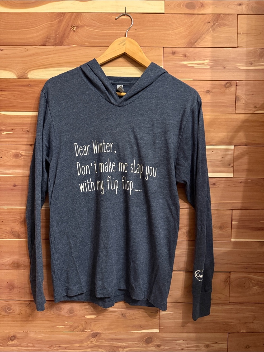 Women's Navy Hooded Graphic Sweatshirt - Dear Winter Quote